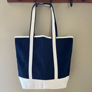 Classic Navy and Natural Canvas Tote Bag. NEW